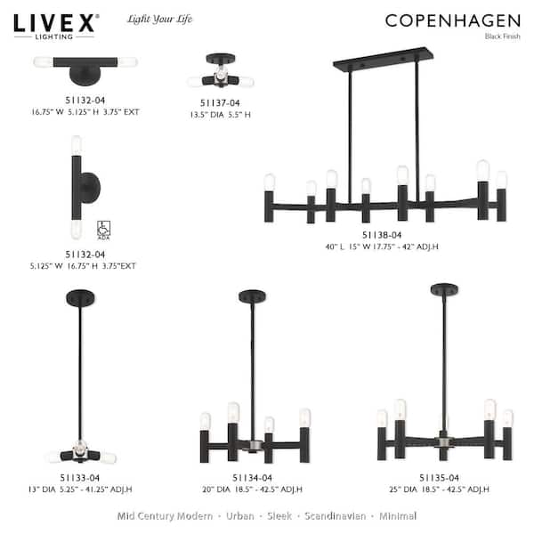 Copenhagen 5 Light Black Chandelier