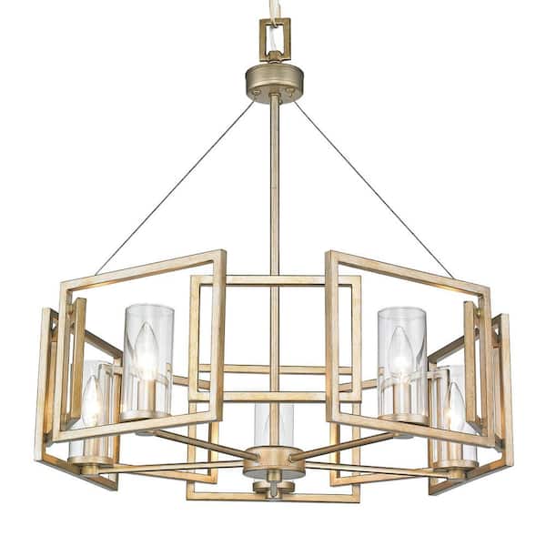 Marco 5-Light White Gold Chandelier with Clear Glass Shade