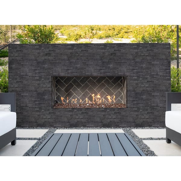 Premium Black Splitface Ledger Panel 6 in. x 24 in. Natural Slate Wall Tile (8 sq. ft./Case)