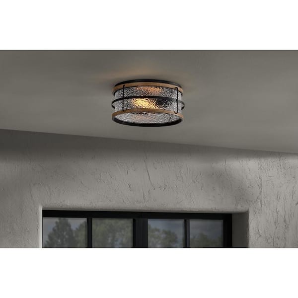 Fuller Park 2-Light Matte Black Outdoor Flush Mount Ceiling Ligt