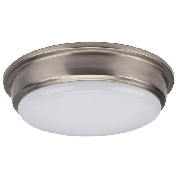 13 in. 1-Light Brushed Nickel LED Flush Mount