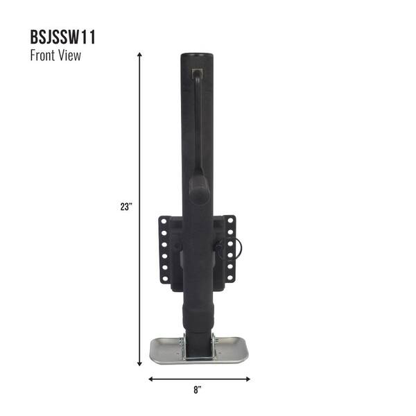 Blackout 2000 lbs. Signature Black Wrinkle Powder Coat Side Wind Swivel Mount Jack 15 in. Travel