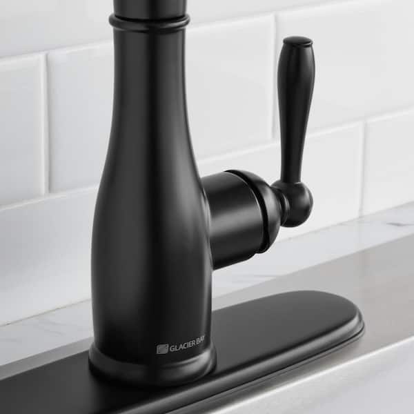 Mandouri Single-Handle Spring Neck Pull-Down Sprayer Kitchen Faucet with Soap Dispenser in Matte Black