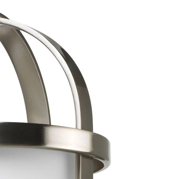 Bay Court Collection 1-Light Brushed Nickel Foyer Pendant with Etched Opal Glass