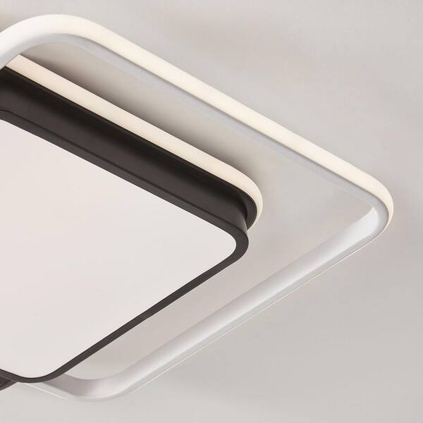 18.9 in. 3-Light Black Unique Statement 20-Watt Square LED Flush Mount