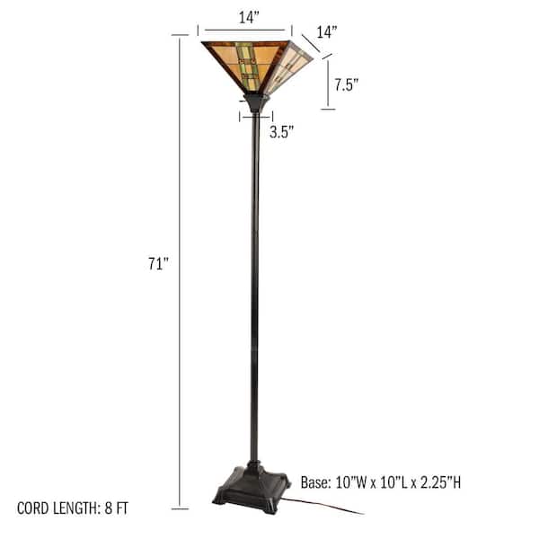 71 in. Multi-Colored Tiffany Style LED Torchiere Floor Lamp