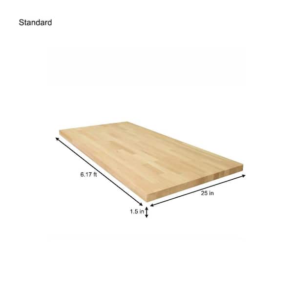 6 ft. L x 25 in. D Unfinished Alder Solid Wood Butcher Block Countertop With Eased Edge
