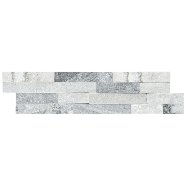 Alaska Gray Ledger Panel 6 in. x 24 in. Natural Marble Wall Tile (6 sq. ft./Case)