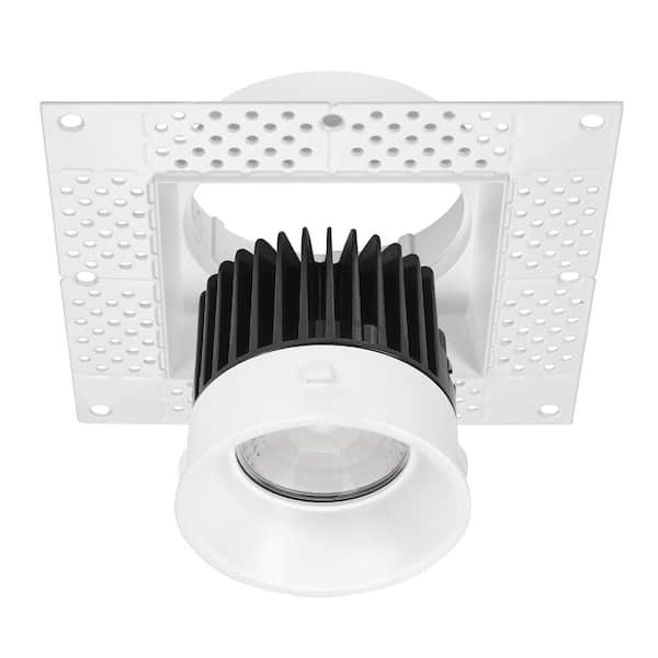 4 in. Trimless Slim Square Recessed Anti-Glare LED Downlight, White, Canless IC Rated, 1000 Lumens, 5 CCT 2700K-5000K