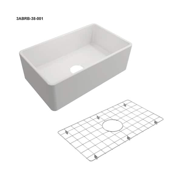 Farmhouse Apron-Front Fireclay 30 in. Single Bowl Kitchen Sink in White with Bottom Grid