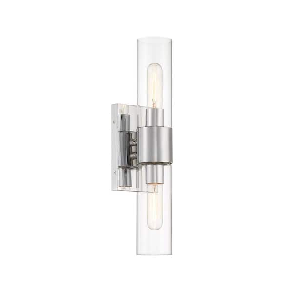 Anton 4.5 in. 2-Light Chrome Transitional Wall Sconce with Clear Glass Shades