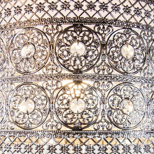 Brielle 28.75 in. Silver Table Lamp with Polished Nickel and Crystal Shade