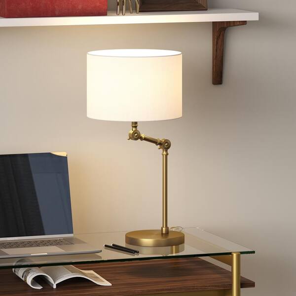 Lucas 24 in. Brushed Brass Adjustable Table Lamp