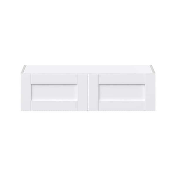Mancos Glacier White Shaker Assembled Wall Kitchen Bridge Cabinet (36 in. W X 10 in. H X 14 in. D)