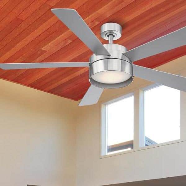 Whitehaven 52 in. Integrated LED Brushed Nickel 5-Blade Ceiling Fan with Remote Control