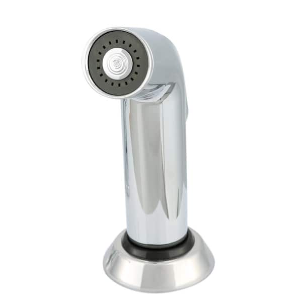 Classic Single-Handle Standard Kitchen Faucet with Side Sprayer and Fittings in Chrome