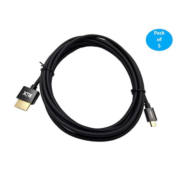 15 ft. HDMI to Micro HDMI 4K Ultra HD High-Speed with Ethernet Cables Black (5-Pack)