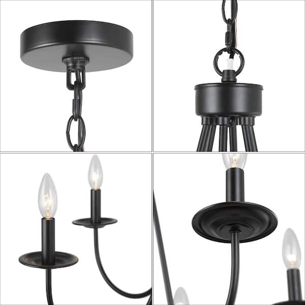 Industrial Black Dining Room Chandelier 28 in. 6-Light Modern Farmhouse Large Candlestick Living Room Chandelier