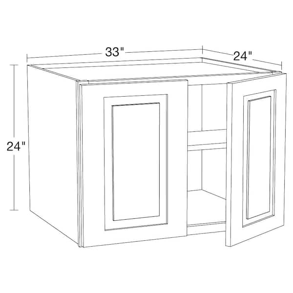 Grayson Pacific White Painted Plywood Shaker Assembled Wall Kitchen Cabinet Soft Close 33 W in. 24 D in. 24 in. H