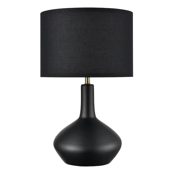 Kurvena 21.6 in. Black Table Lamp with Fabric Shade