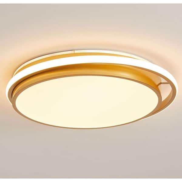 17.7 in. 2-Light Gold Unique/Statement LED Flush Mount Home Hollow Design Ceiling Lighting