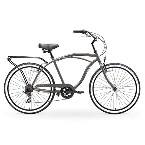 sixthreezero Around the Block Men's 7-Speed Beach Cruiser Bicycle, 26 In. Wheels, Matte Gray