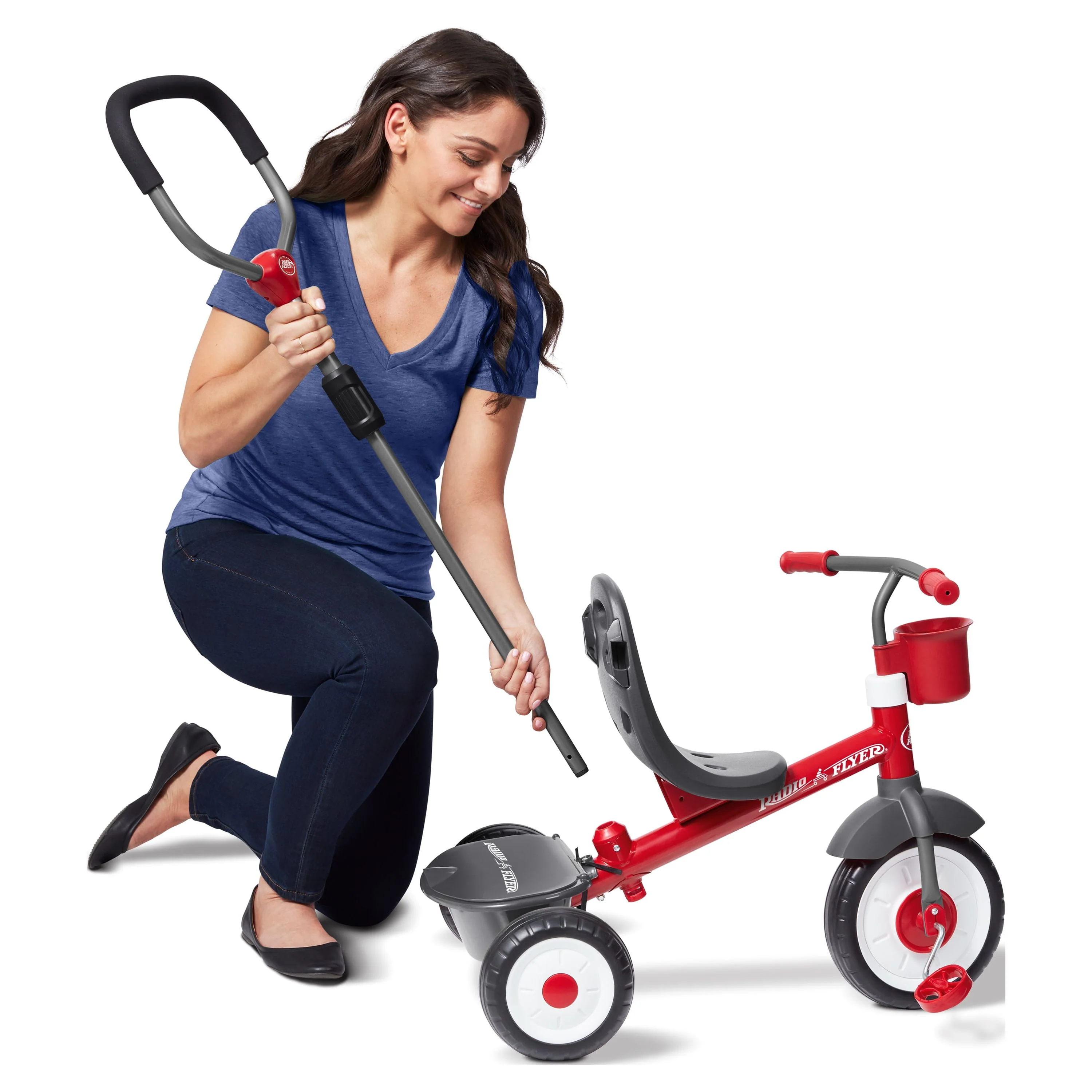 Radio Flyer, 4-in-1 Stroll 'N Trike with Activity Tray, Red & Gray, Convertible Tricycle