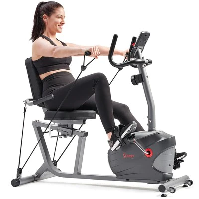 Sunny Health & Fitness Performance Interactive Series Recumbent Exercise Bike - Gray