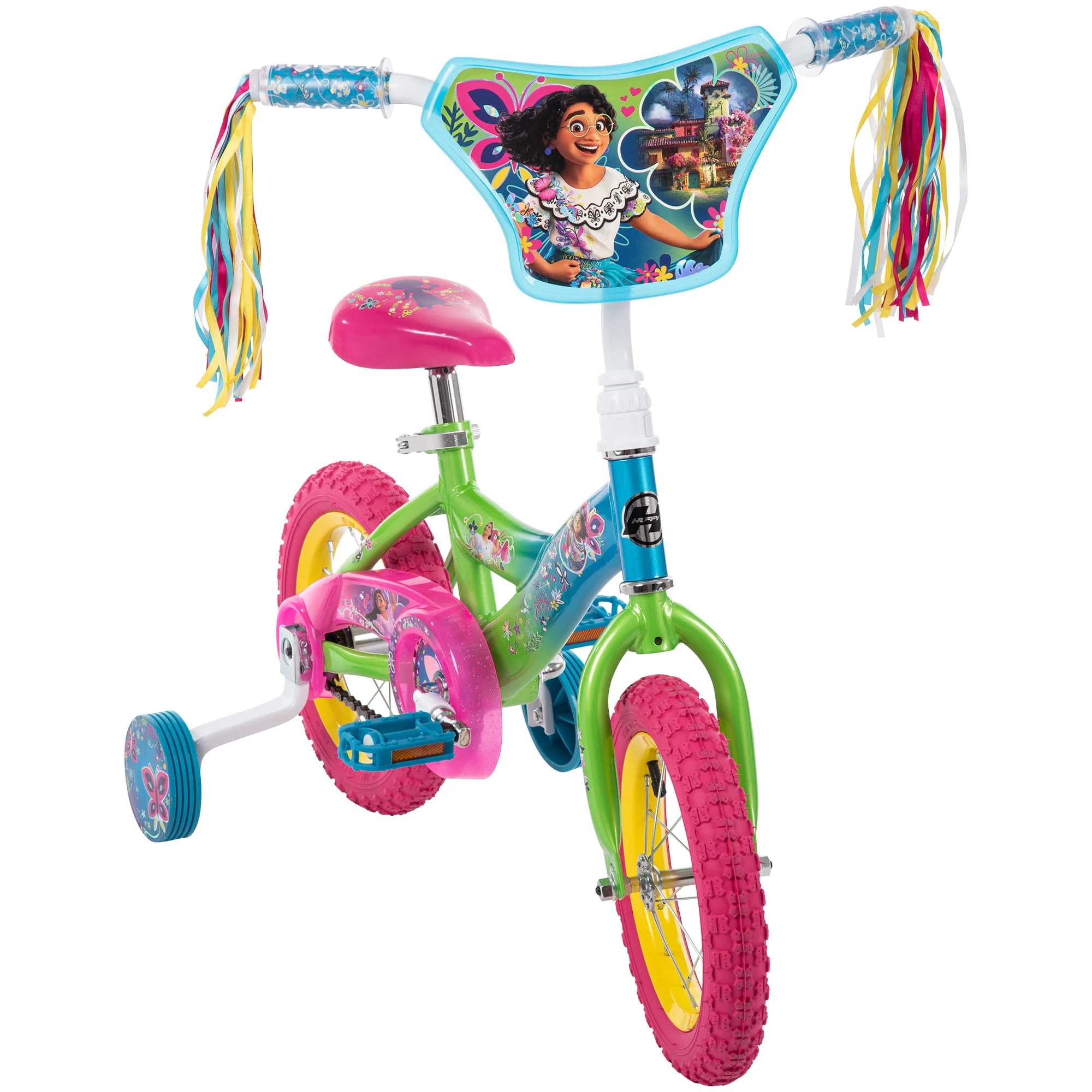 Encanto 12-inch Bike for Girls, Pink/Green/Blue, by Huffy