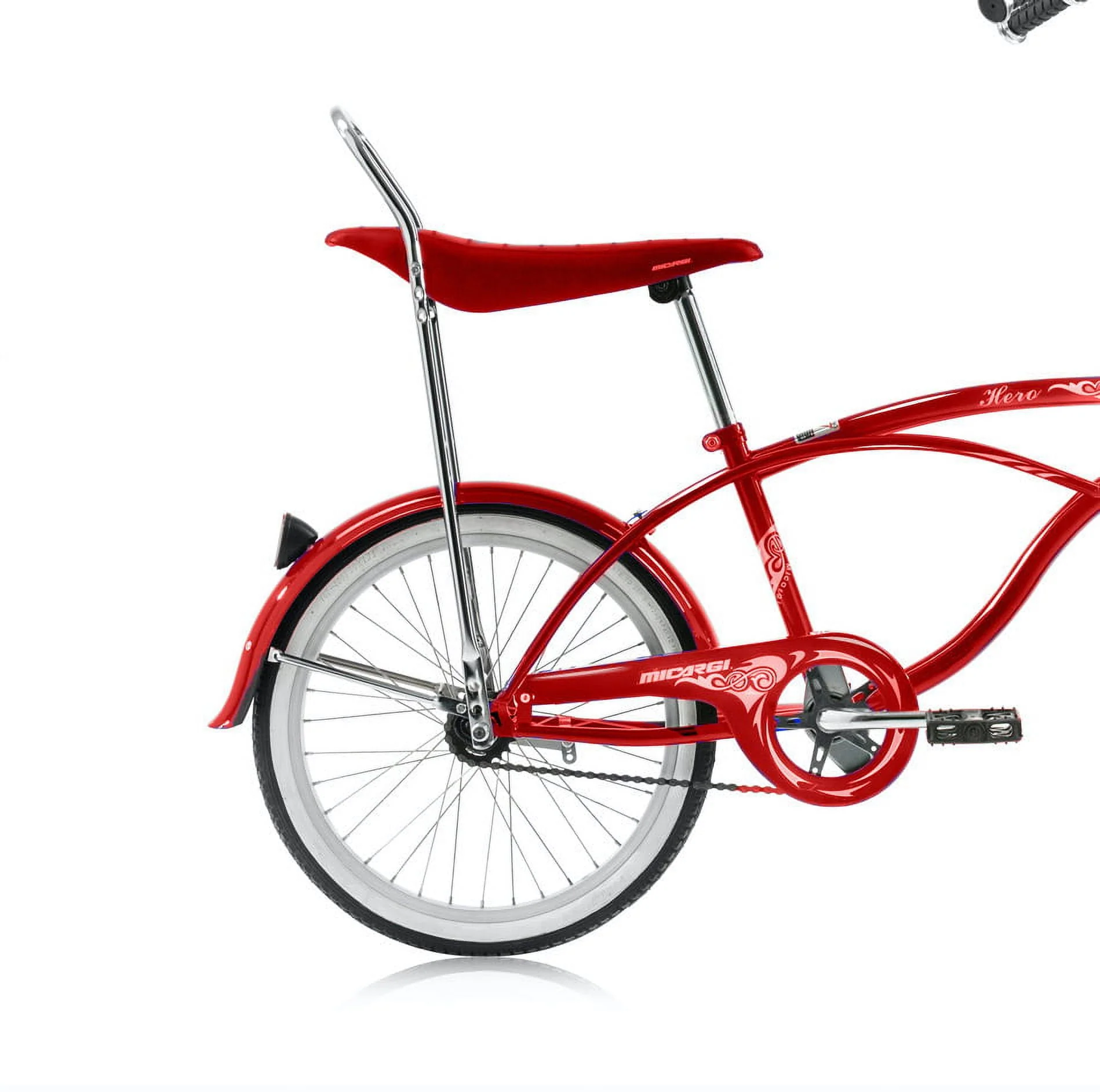 Wonder Wheels 20 In. Beach Cruiser Lowrider Coaster Brake Single Speed Bicycle, Bike With Banana Seat Stainless Steel Spokes One Piece Crank Alloy Rims 36 H - Red