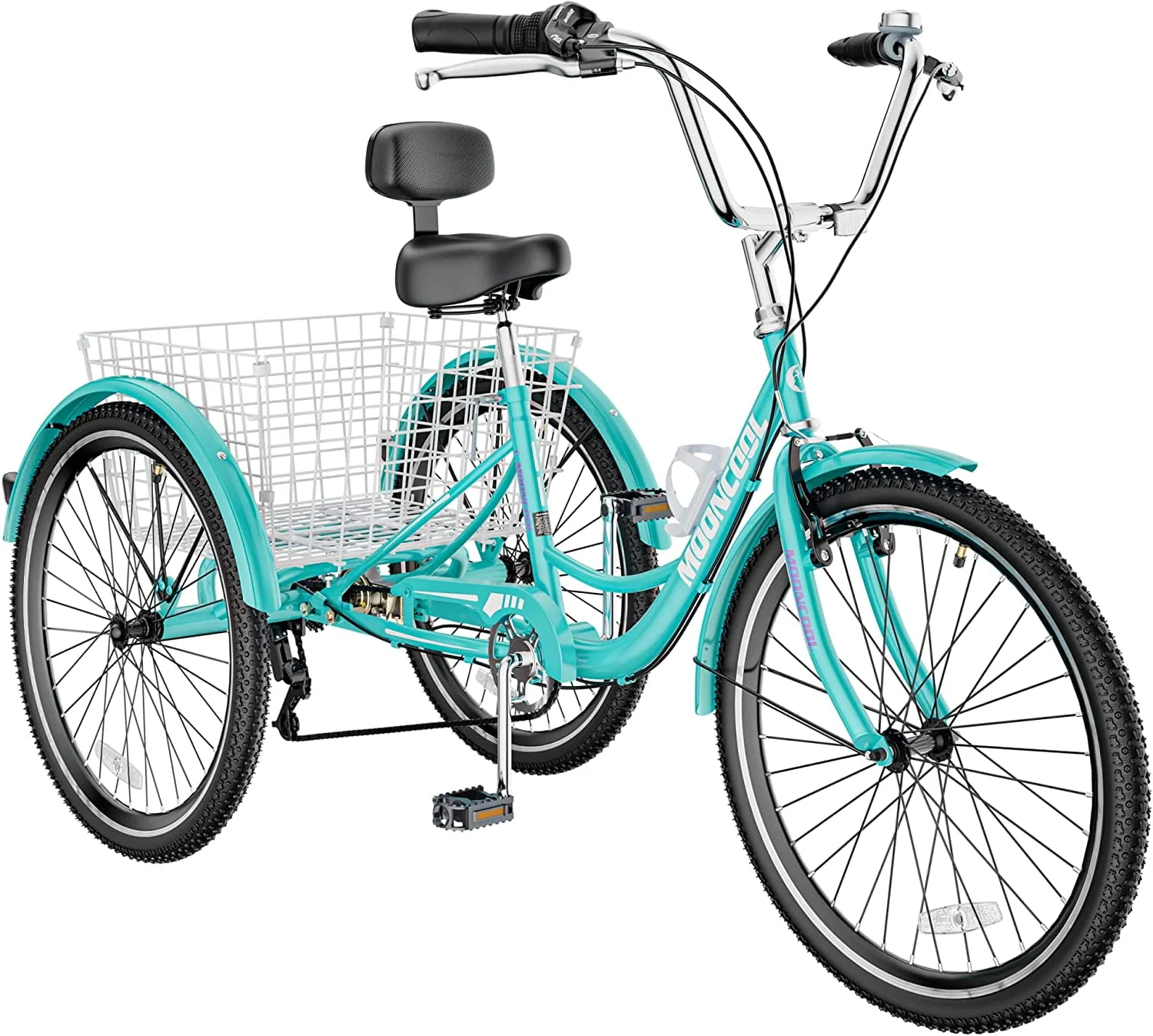 MOONCOOL Adult Tricycle 7 Speed, Three Wheel Bikes for Seniors, Adults, Teenagers, 20/24/26-Inch Wheels, Cargo Basket, Multiple Colors