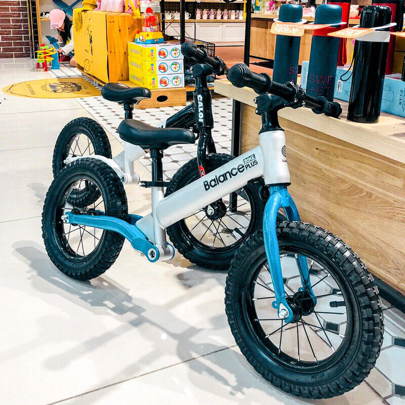 Balance Bike Plus Bicycle Kid Toddler Metal Two Wheel Suspension Racing 2-6 Age