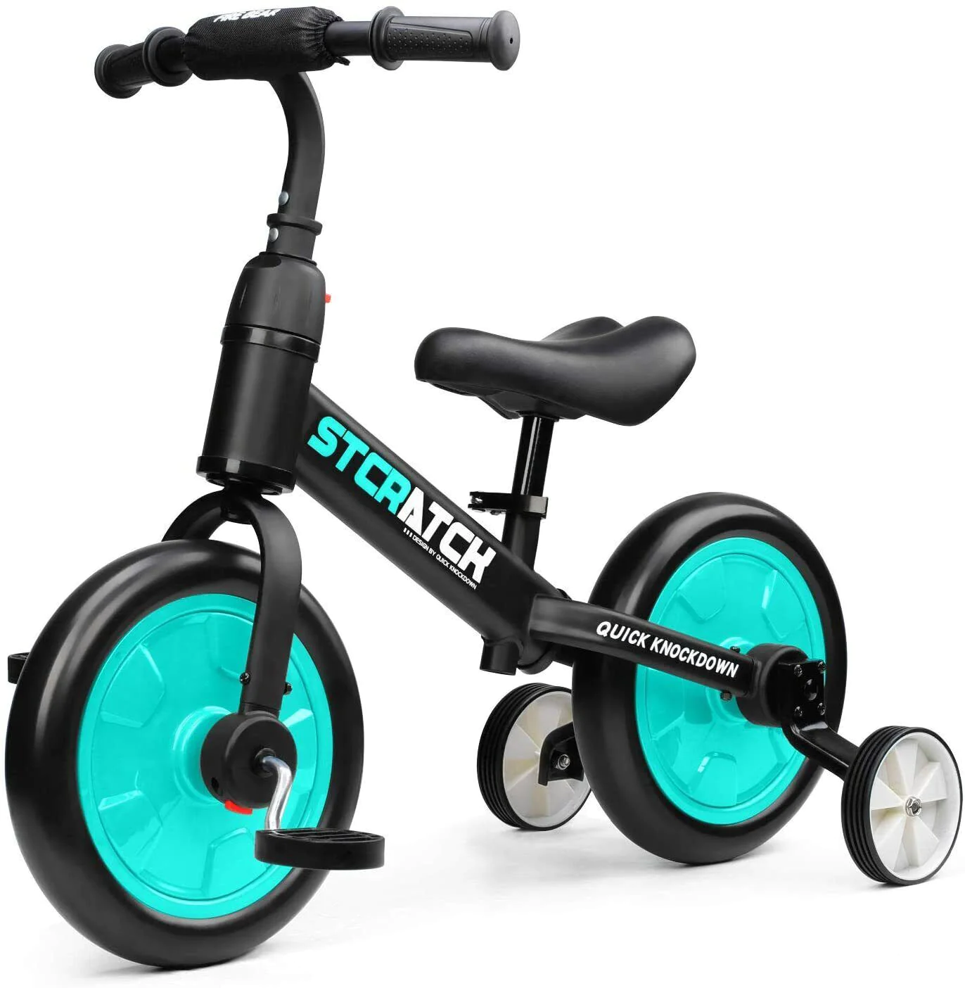 Kids 12 inch Balance Bike + Pedal Adjust Seat Handle -2 In 1 Push Trike Toddler