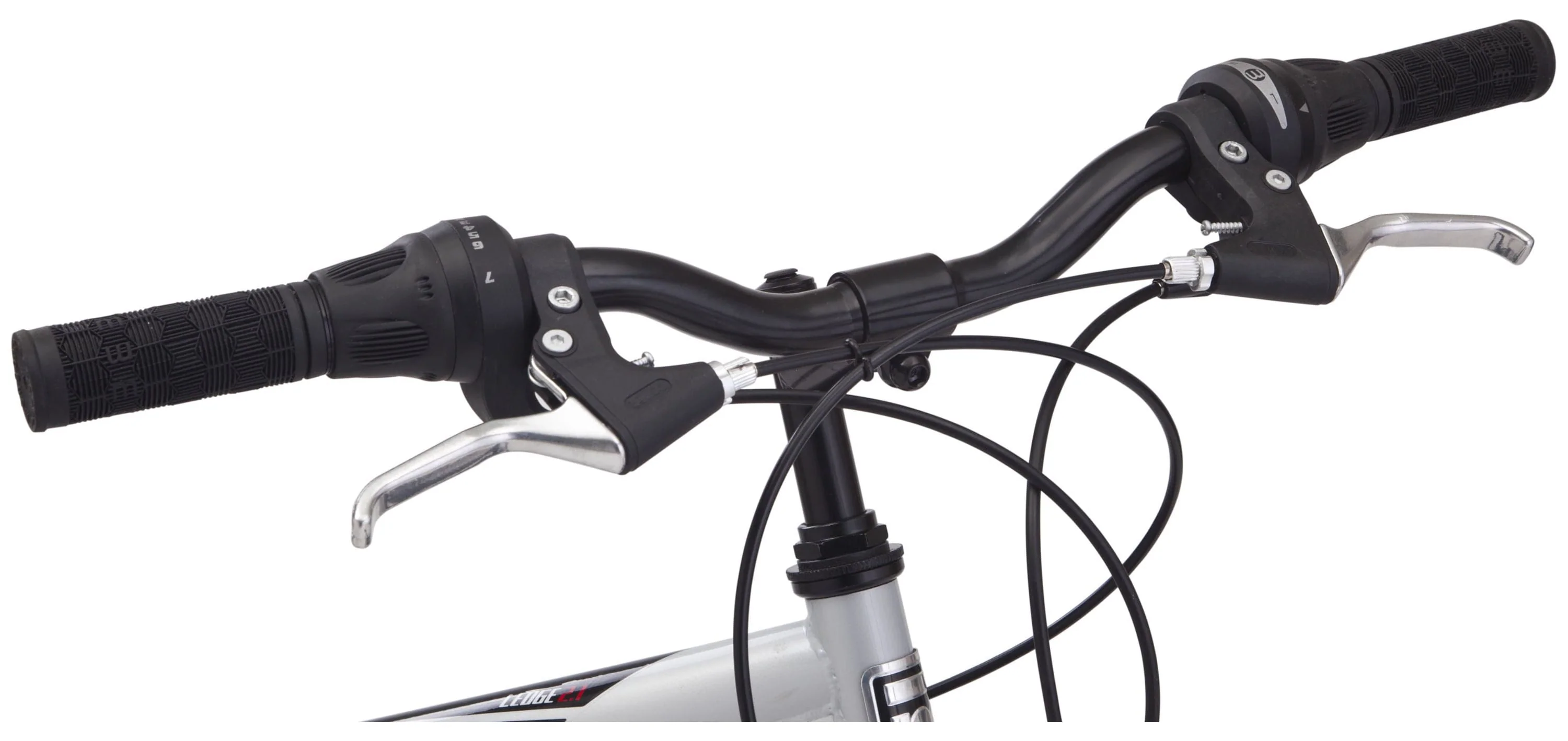 Mongoose Ledge 2.1 Mountain Bike, 24-inch wheels, 21 speeds, boys frame, Silver/Red