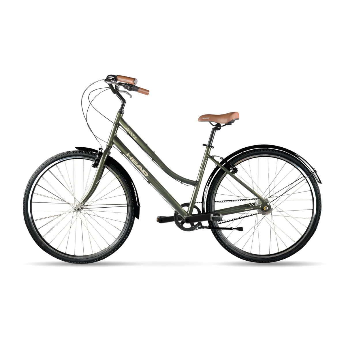 HEAD Groove 700c Belt Drive City Bike, Small, Moss Green