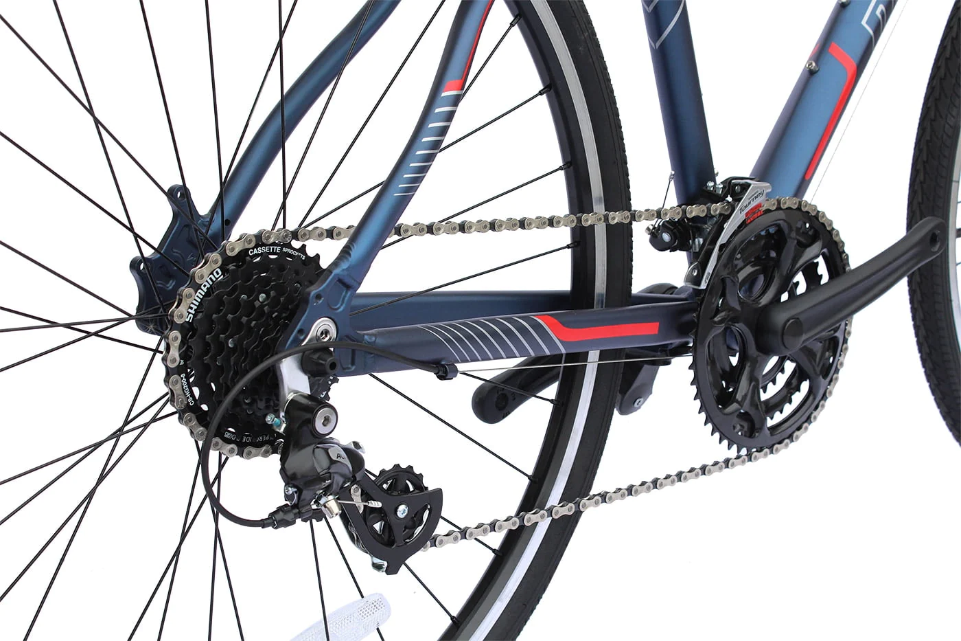 Wonder Wheels 8 Speed Bicycle, Hybrid Mountain Bike, Front Derailleur Shimano Tourney Fd-Ty510 Rear Derailleur Shimano Altus - Gray