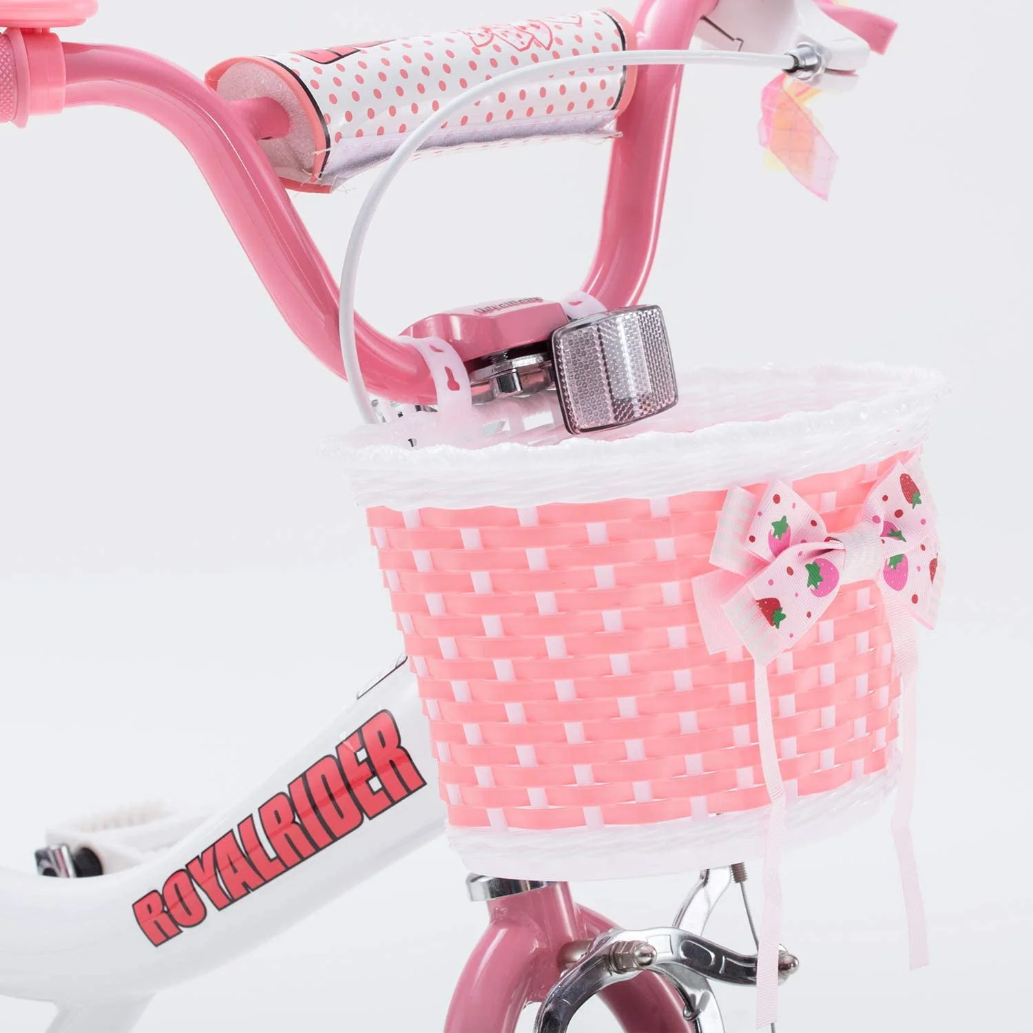 Royalbaby Jenny White 12 In Kids Bicycle with Training Wheels and Basket