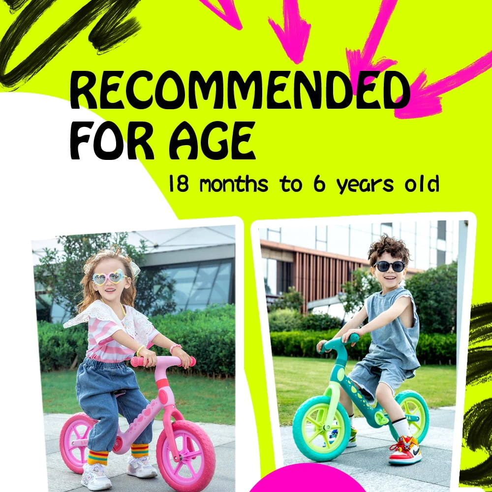 Hoverheart Dinosaur Balance Bike, No Pedal Kids Toys Baby Balance Bike Child Push Along Walking Bike (Blue)