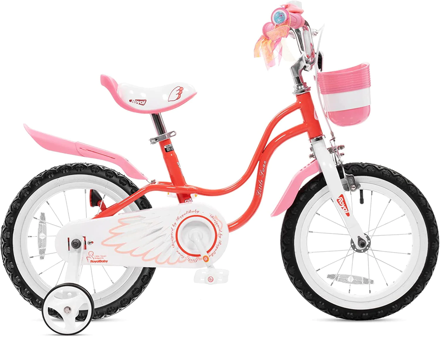 Royalbaby Little Swan Red 16 Girl's Bicycle with Training Wheels and Basket