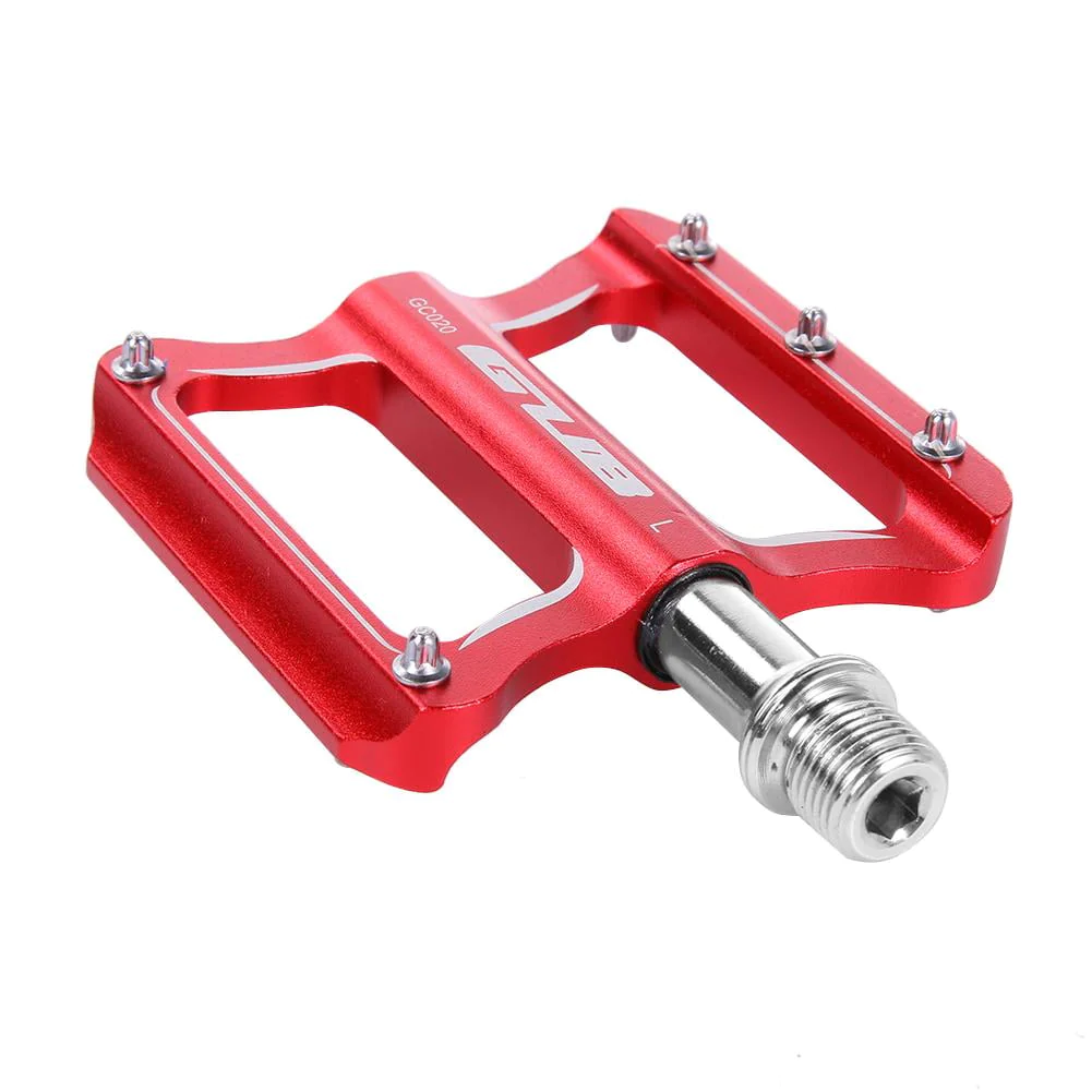 Kotyreds 2pcs GUB GC020-DU Aluminum Alloy Folding Mountain Bike Baring Pedals(Red)