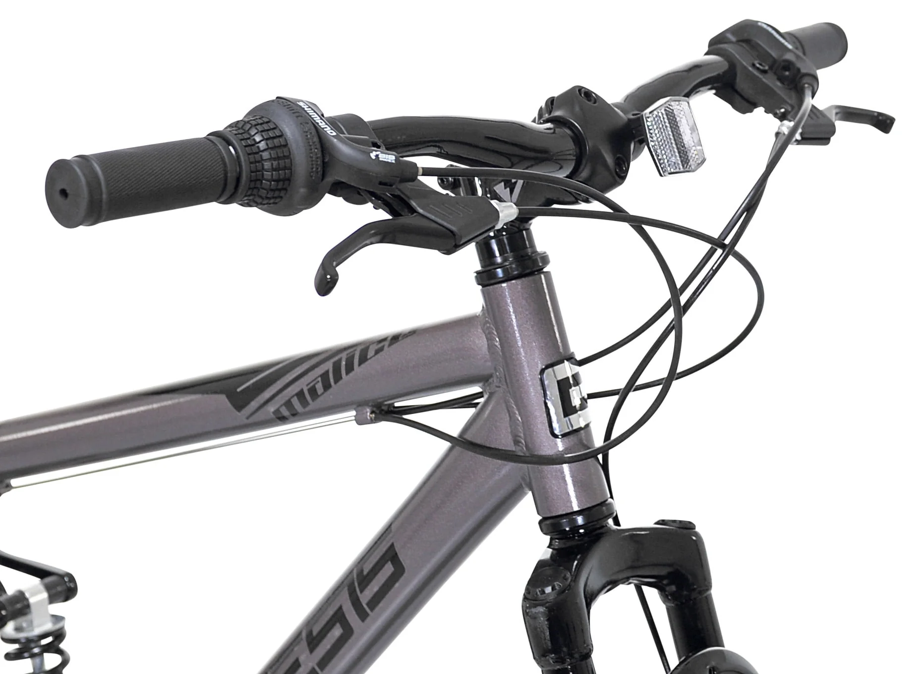 Genesis 26-inch Malice Men's Aluminum Full Suspension Mountain Bicycle, Metallic Gray