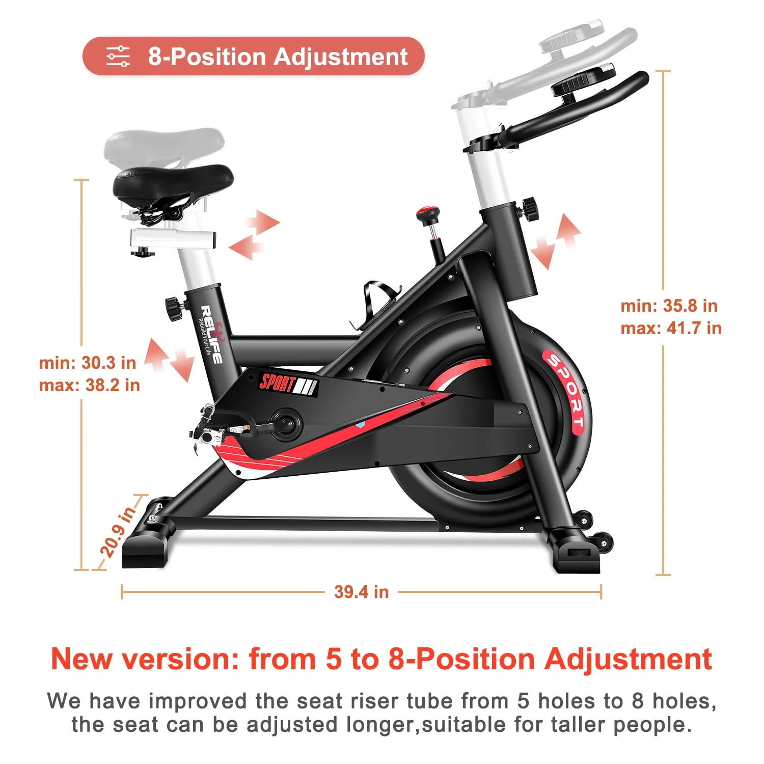 Indoor Cycling Exercise Bike Stationary Bicycle for Home Fitness Cardio Workout 400lb RELIFE REBUILD YOUR LIFE