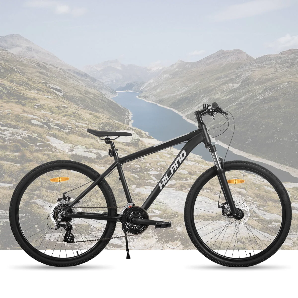 Hiland 26 inch Men and Women Mountain Bike, 24 Speeds Drive Train, Adult Bicycle, Black