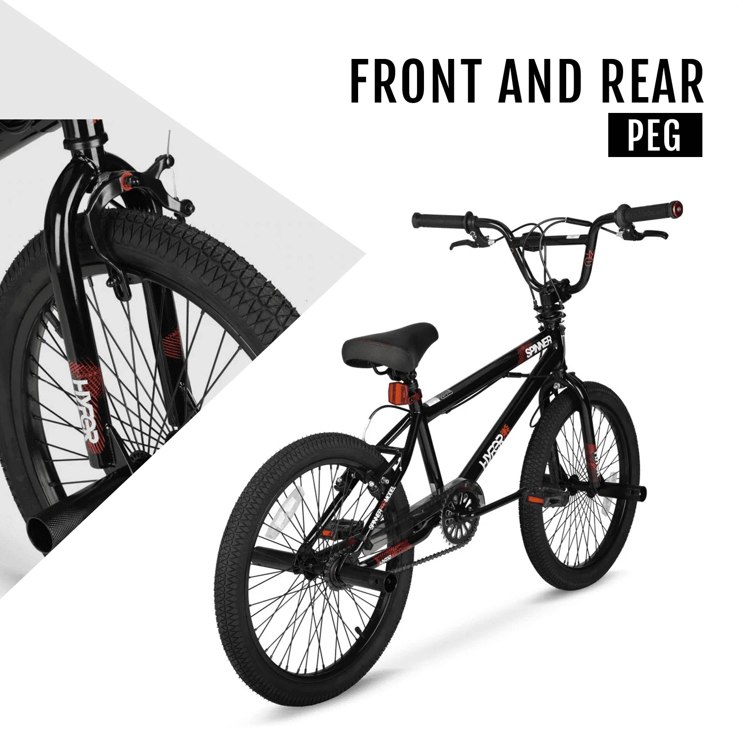 Bicycle 20 In. Boys Spinner BMX Bike, Kids, Black