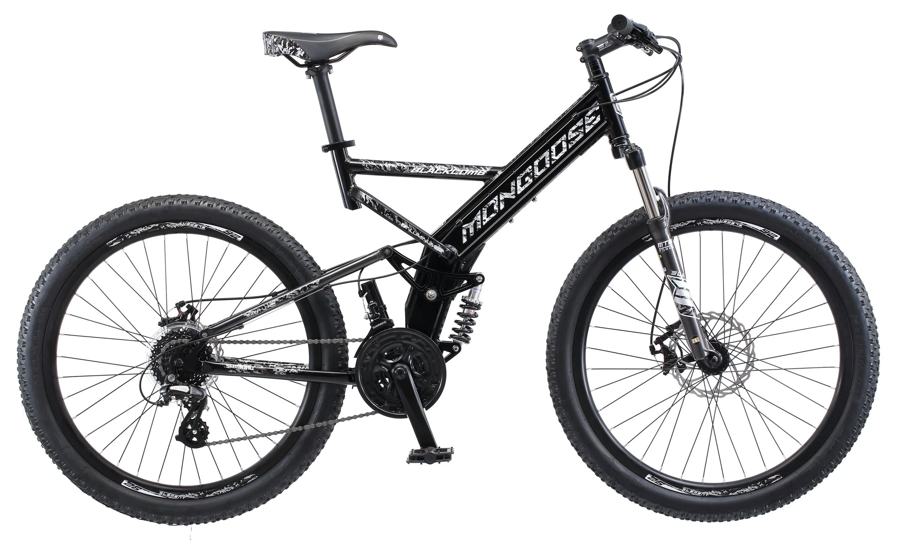 Mongoose Blackcomb Men's 26 inch Wheels, Mountain Bike, 24 Speeds, Black