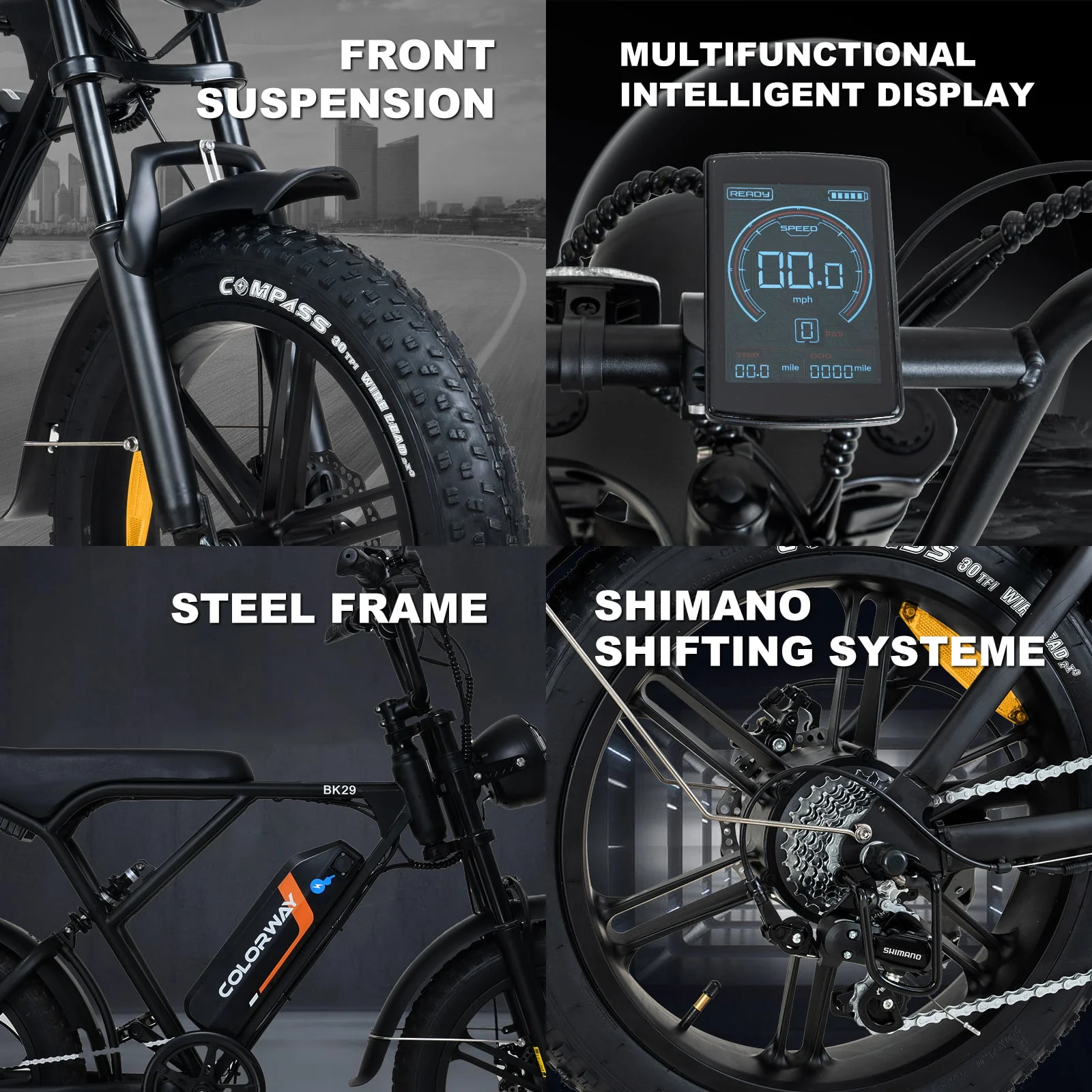 COLORWAY 750W Electric Bike for Adults,20X4.0 Fat Tire Off-Road E bike,48V/15Ah Battery Snow Beach Mountain Bike for Outdoor Cycling e bike