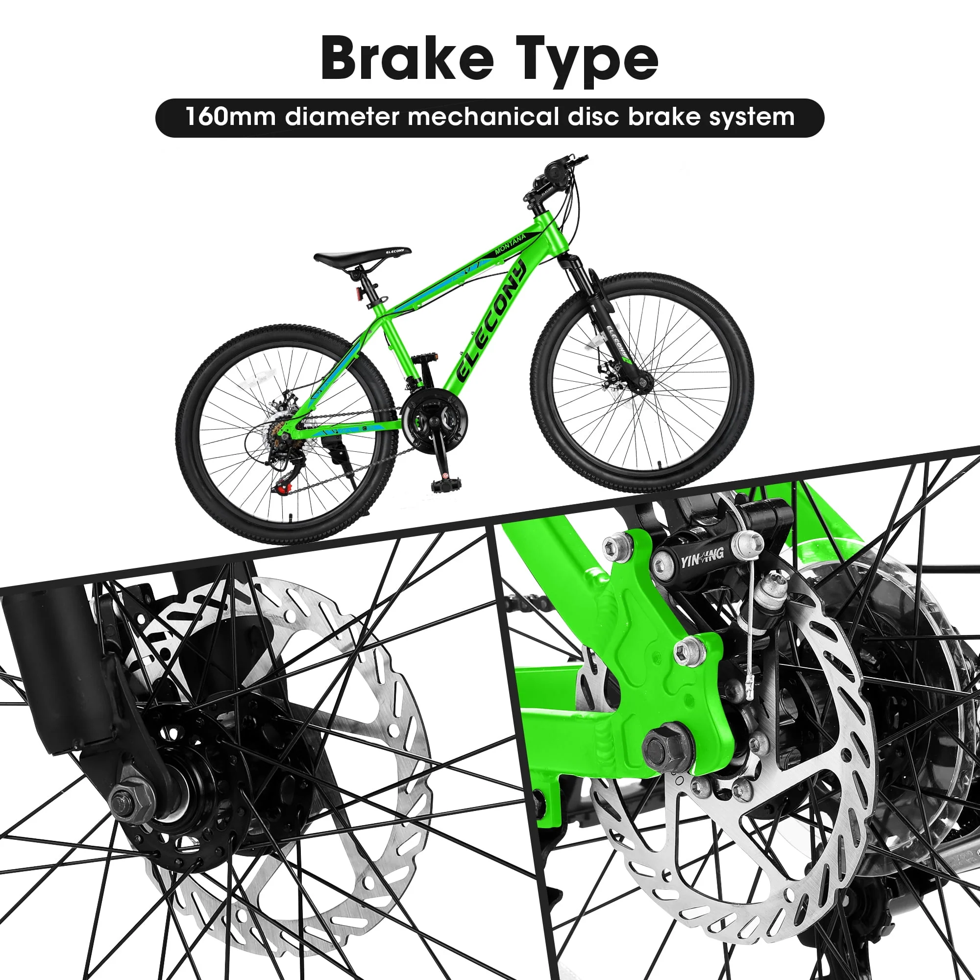 Mountain Bike, iRerts 24 Inch Mens Mountain Bike for Adults Youth, Shimano TZ500 21 Speed Mens Bicycle MTB with Disc Brake, Adult Bicycles for Men Women, Green