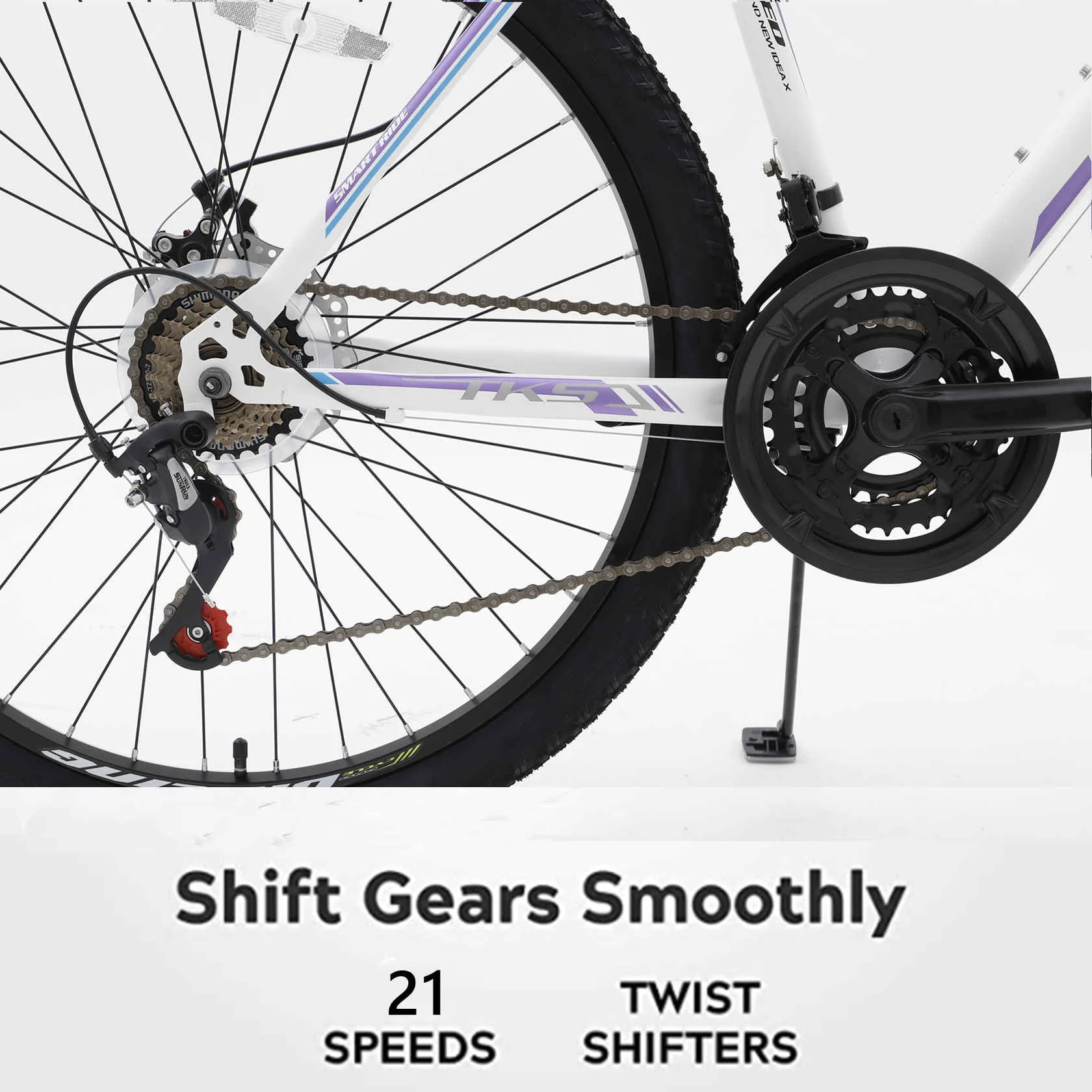 Dinling 26 inch Mens and Womens Mountain Bike with 21 Speed Wheel Purple