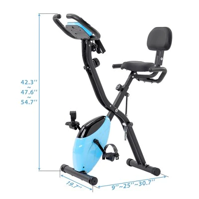 Folding Exercise Bike with 10-Level Adjustable Resistance, Arm Bands and Backrest-ModernLuxe