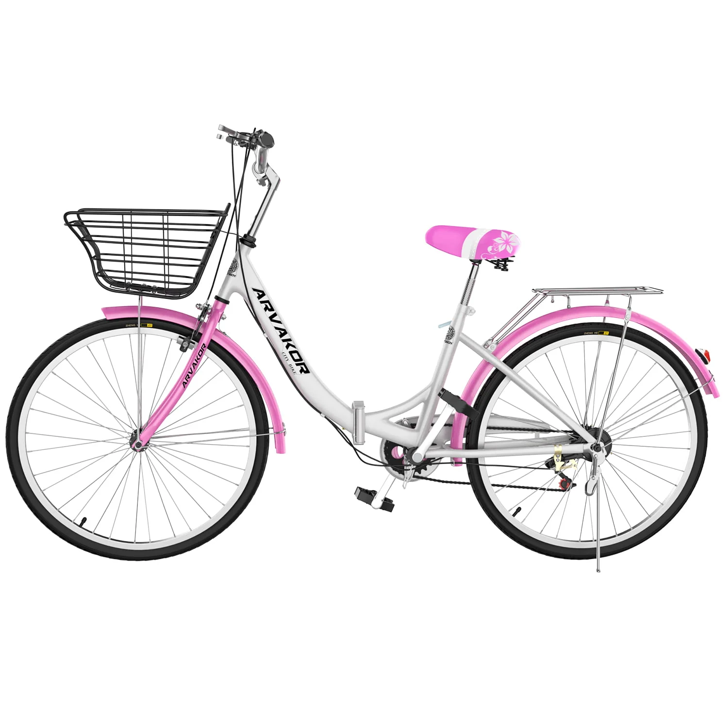 ARVAKOR 26 Inch 7 Speed Women Bike, Classic Bicycle Retro Bicycle, Cruiser Bike, Pink